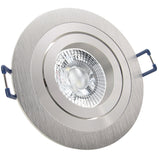 LED Einbaustrahler 230V Noble mit GU10 7W stufenlos dimmbar - Silber Alu  rund schwenkbar 