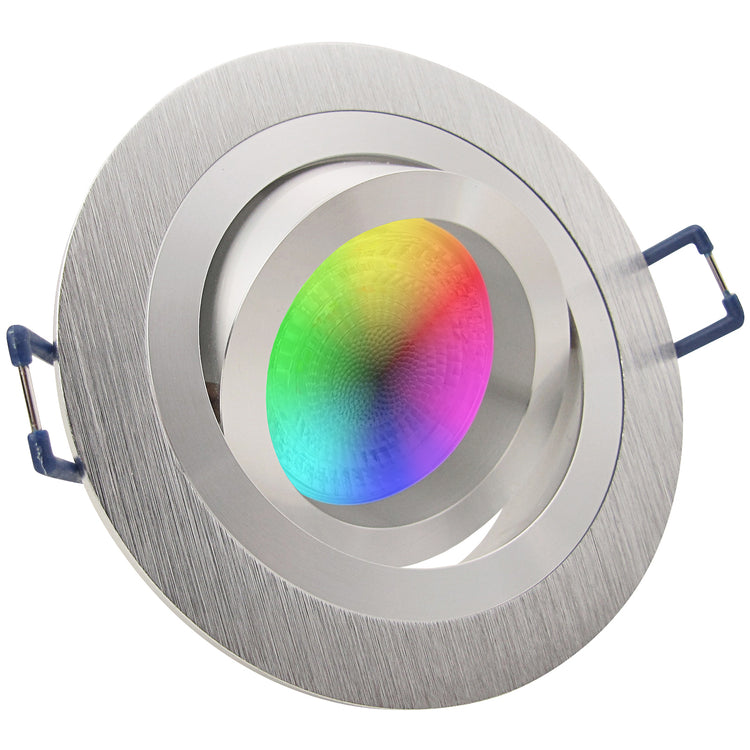 LED Einbaustrahler 230V Noble GU10 Smart 4,7W RGBW - Silber Alu rund schwenkbar 
