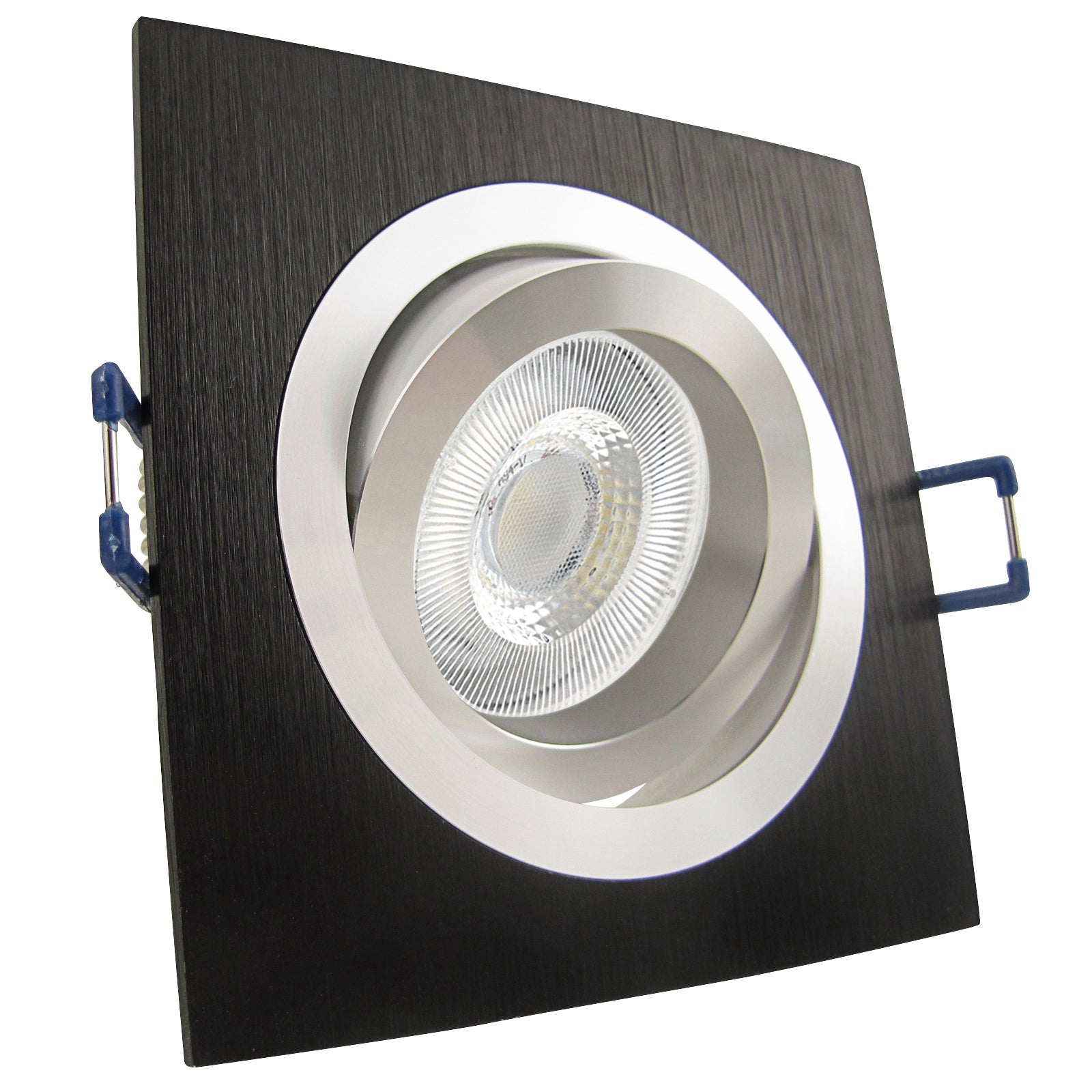 LED Einbaustrahler 230V Set Noble GU10 7W CRI 95+ Schwarz, eckig, geschwenkt
