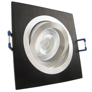 LED Einbaustrahler 230V Set Noble GU10 7W CRI 95+ Schwarz, eckig, geschwenkt