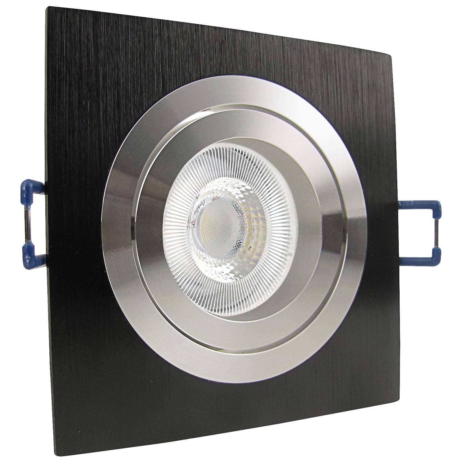 LED Einbaustrahler 230V Set Noble GU10 7W CRI 95+ Schwarz, eckig, nicht geschwenkt