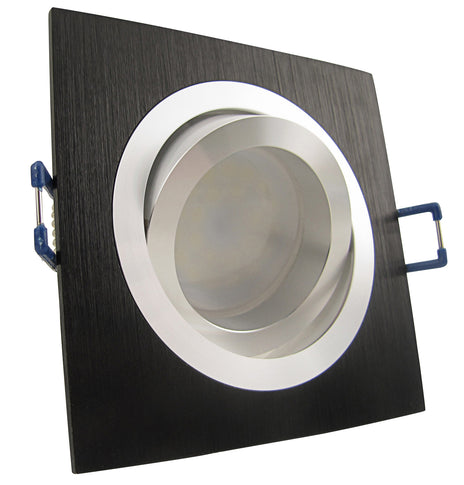 LED Einbaustrahler 230V Noble GU10 Smart 4,7W RGBW - Schwarz eckig schwenkbar 