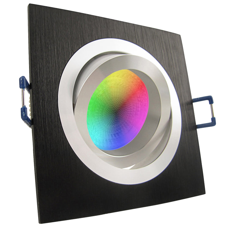 LED Einbaustrahler 230V Noble GU10 Smart 4,7W RGBW - Schwarz eckig schwenkbar 