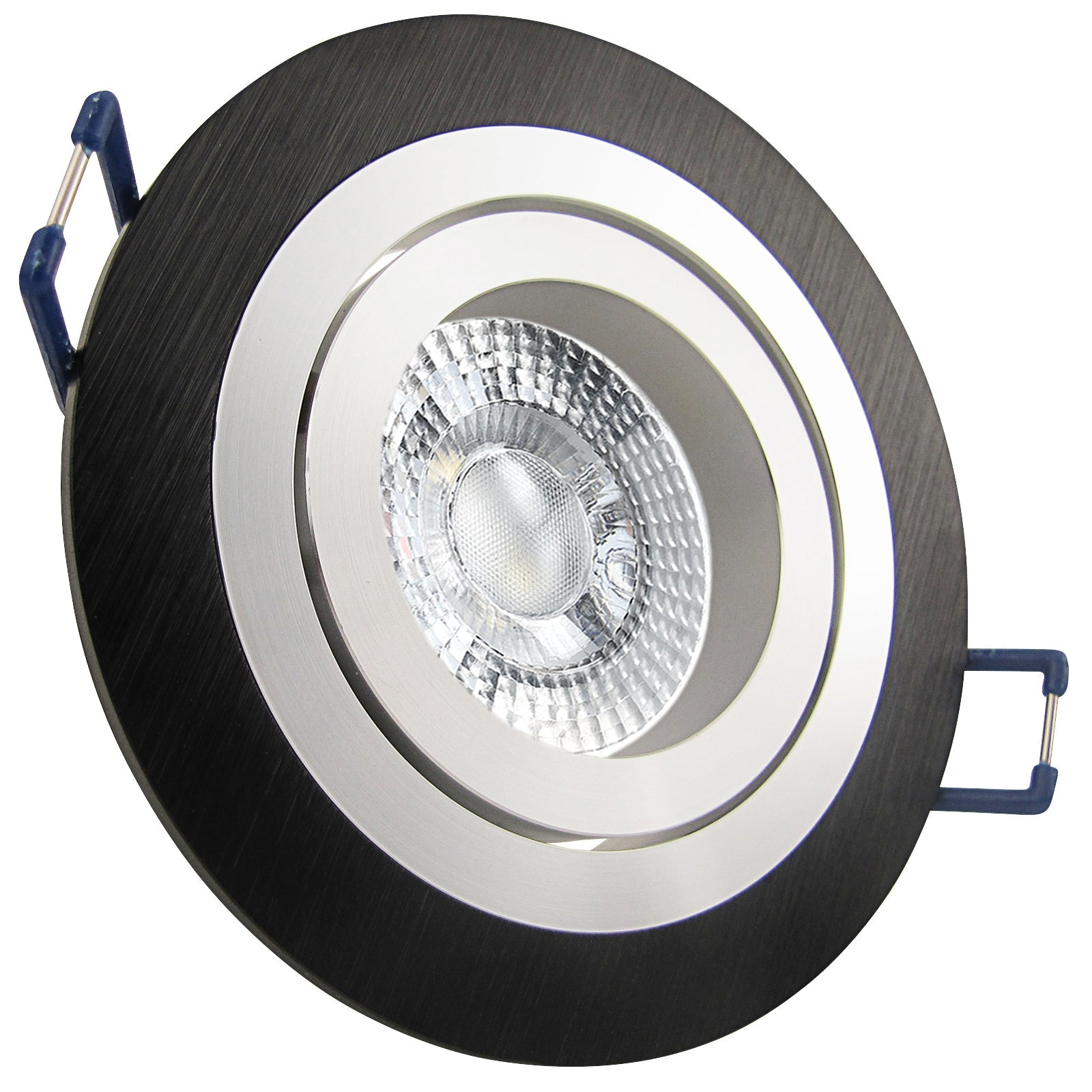 LED Einbaustrahler 230V Noble mit GU10 7W stufenlos dimmbar - Schwarz rund schwenkbar 