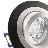 LED Einbaustrahler 230V Noble mit GU10 7W stufenlos dimmbar - Schwarz rund schwenkbar 