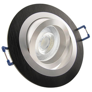 LED Einbaustrahler 230V Set Noble GU10 7W CRI 95+ Schwarz, rund, geschwenkt