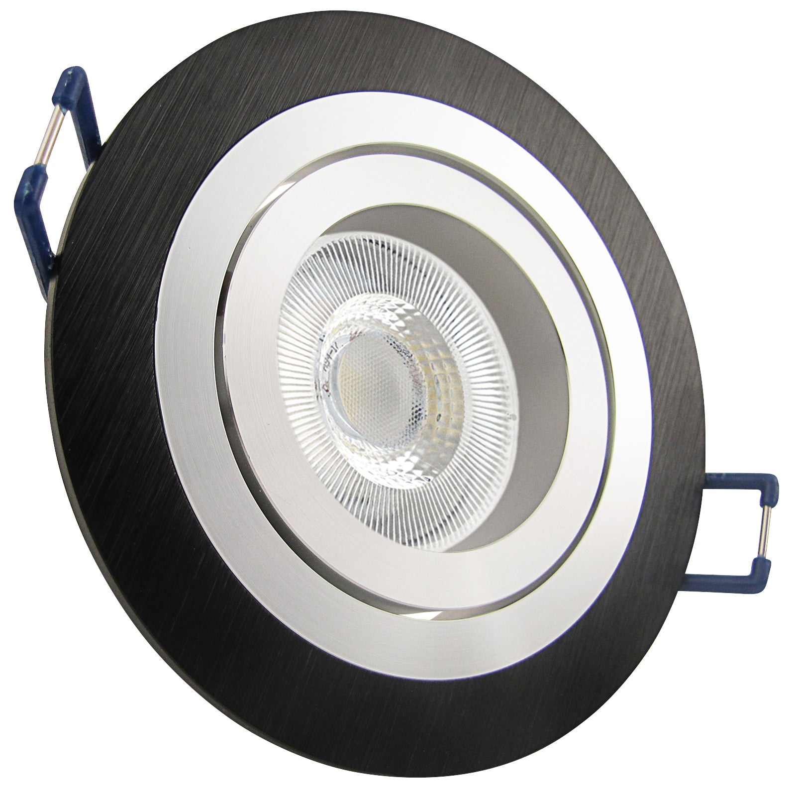 LED Einbaustrahler 230V Set Noble GU10 7W CRI 95+ Schwarz, rund, nicht geschwenkt