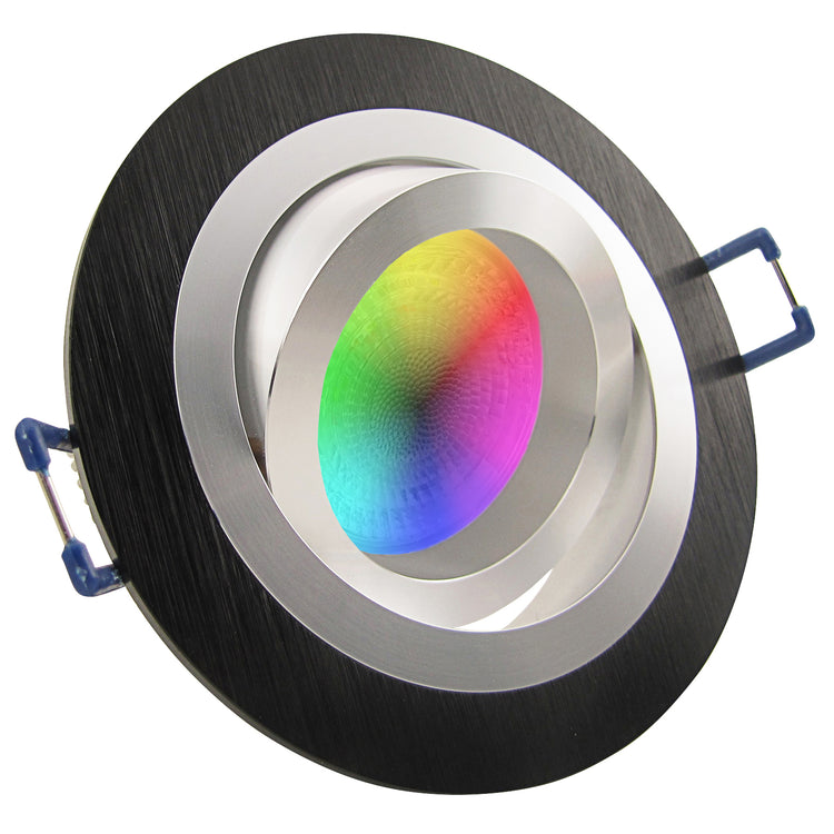 LED Einbaustrahler 230V Noble GU10 Smart 4,7W RGBW - Schwarz rund schwenkbar 