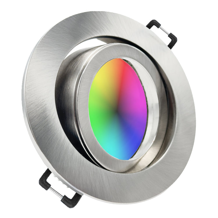 Einbaurahmen Premio-C Edelstahl mit Leuchtmittel RGB geschwenkt