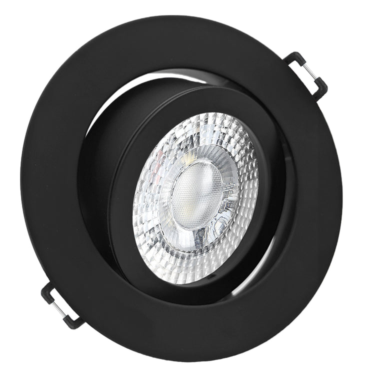 Einbaurahmen Premio-C Schwarz mit Leuchtmittel geschwenkt