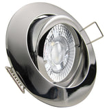 LED Einbaustrahler 230V Premio mit GU10 7W stufenlos dimmbar - Chrom rund schwenkbar 