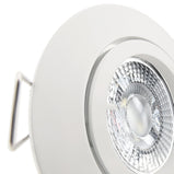 LED Einbaustrahler 230V Premio mit GU10 7W stufenlos dimmbar - Weiß rund schwenkbar 