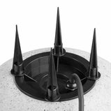 LED Kugelleuchte Stone Darstellung Unterseite Bodenplatte mit Erdspießen