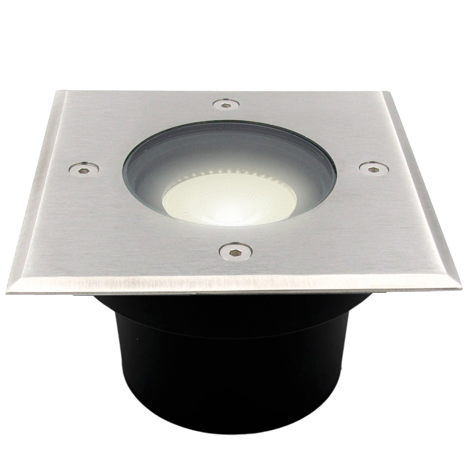 Bodeneinbauleuchte Tierra IP67 flach Silber eckig 1-flammig mit Licht