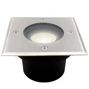 Bodeneinbauleuchte Tierra IP67 flach Silber eckig 1-flammig mit Licht