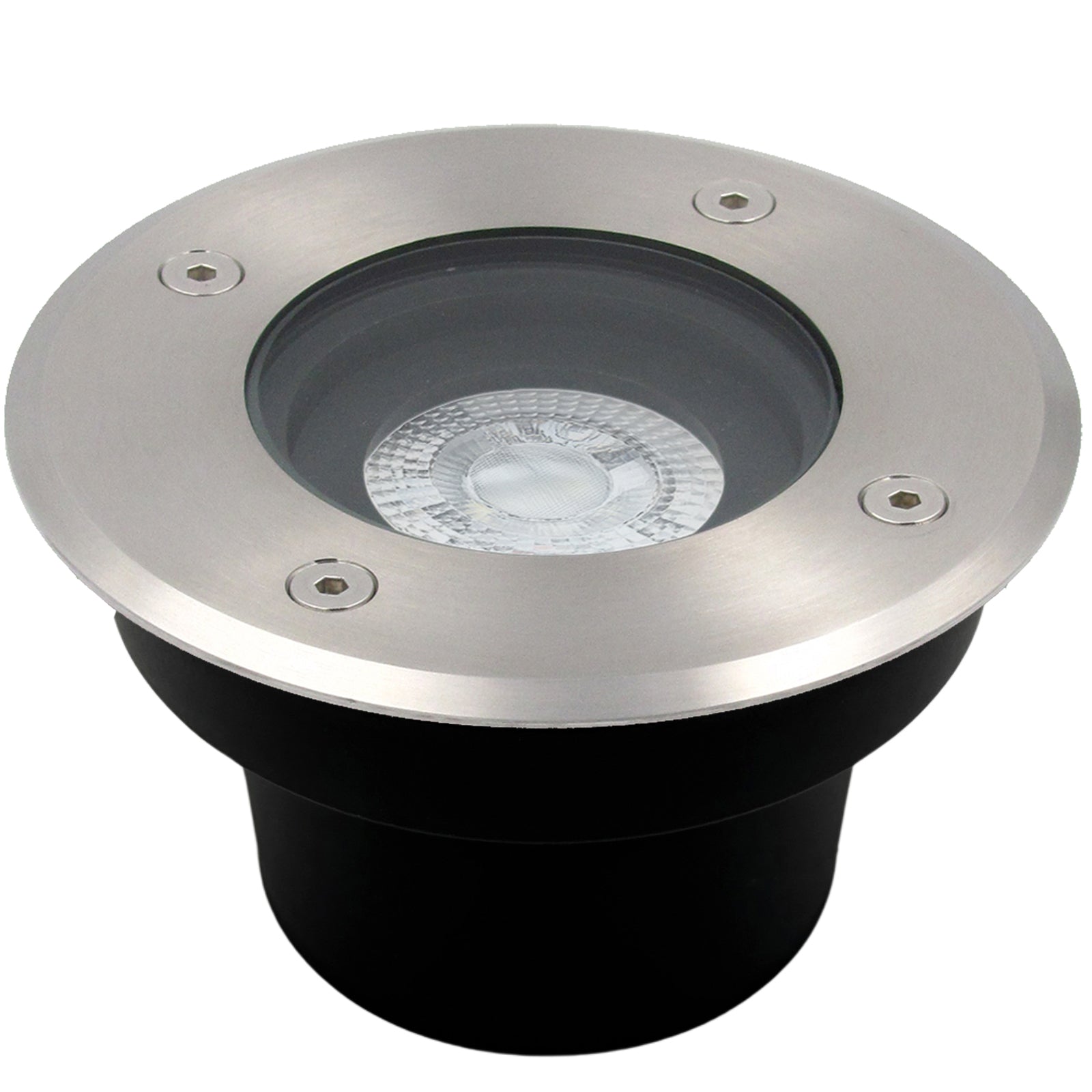 Bodeneinbauleuchte Tierra IP67 flach Silber rund 1-flammig mit LED
