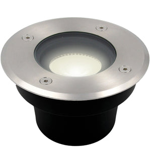 Bodeneinbauleuchte Tierra IP67 flach Silber rund 1-flammig mit Licht