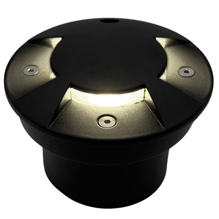 Bodeneinbauleuchte Tierra IP67 flach Schwarz rund 3-flammig mit Licht