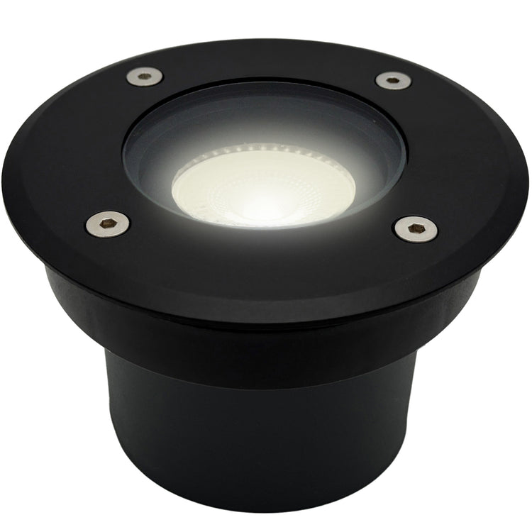 Bodeneinbauleuchte Tierra IP67 flach Schwarz rund 1-flammig mit Licht