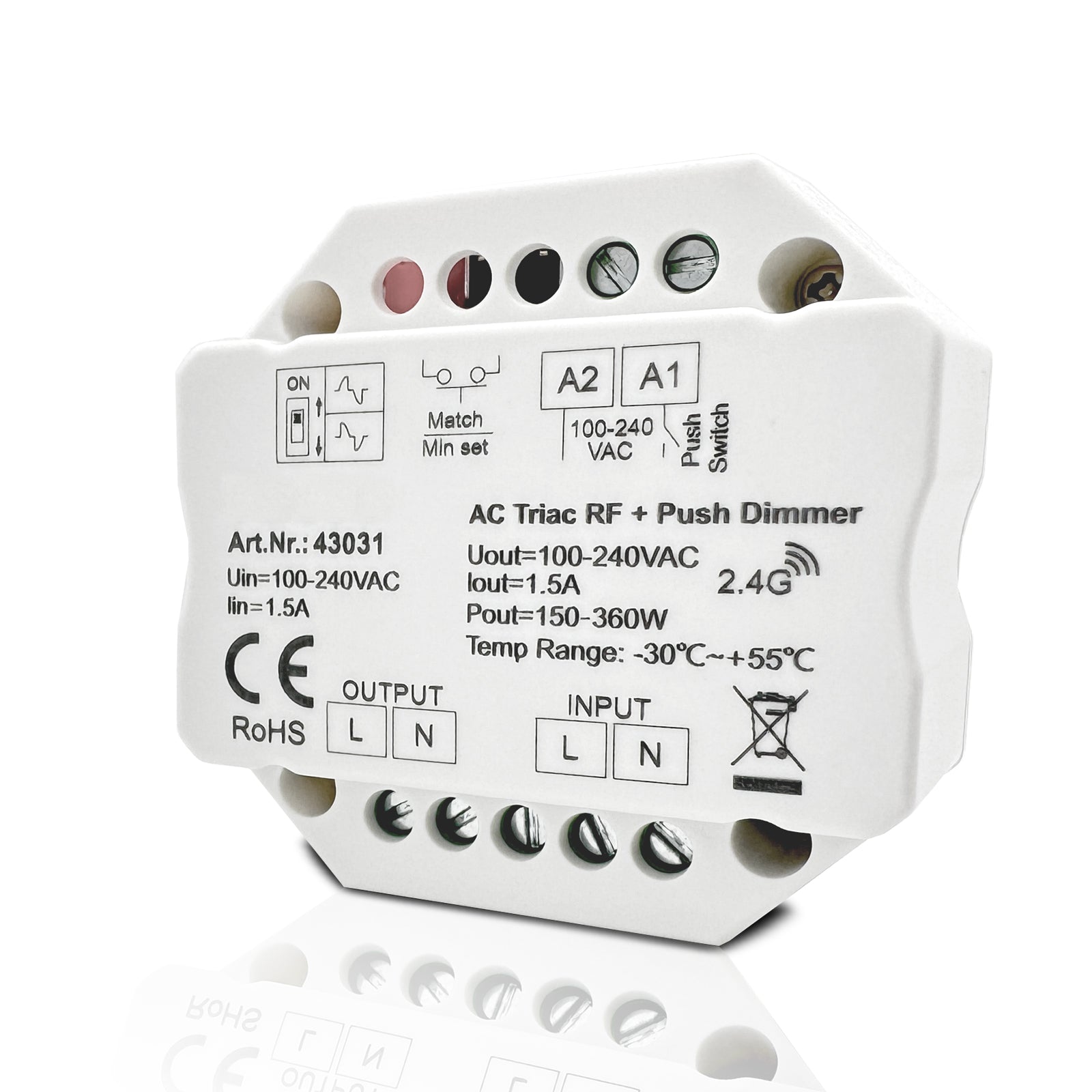 LED Dimmer 1-240 W 230V Universal Tast Dimmer Unterputz Dose 60mm stufenlos