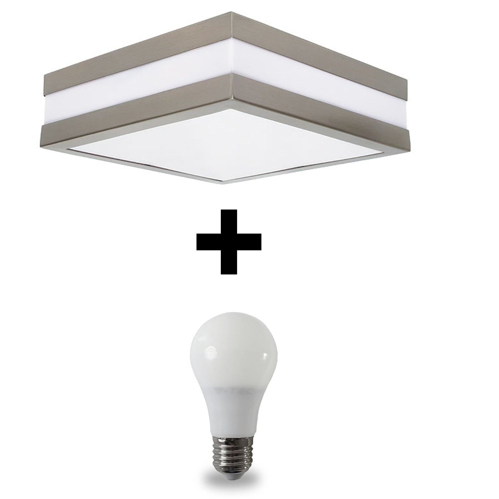 LED IP44 Wandleuchte Deckenleuchte 230V E27 Wandlampe Deckenlampe SAVONA eckig inkl. 1 x LED