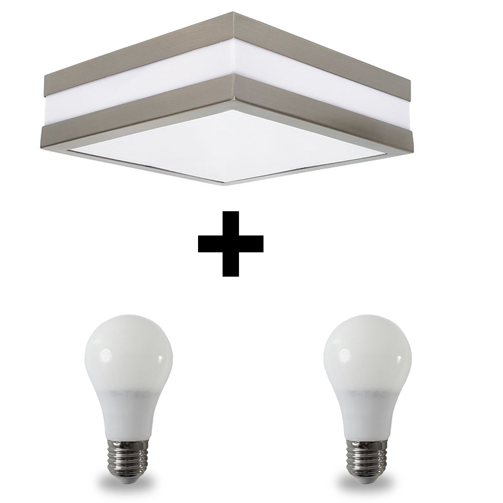 LED IP44 Wandleuchte Deckenleuchte 230V E27 Wandlampe Deckenlampe SAVONA eckig inkl. 2 x LED