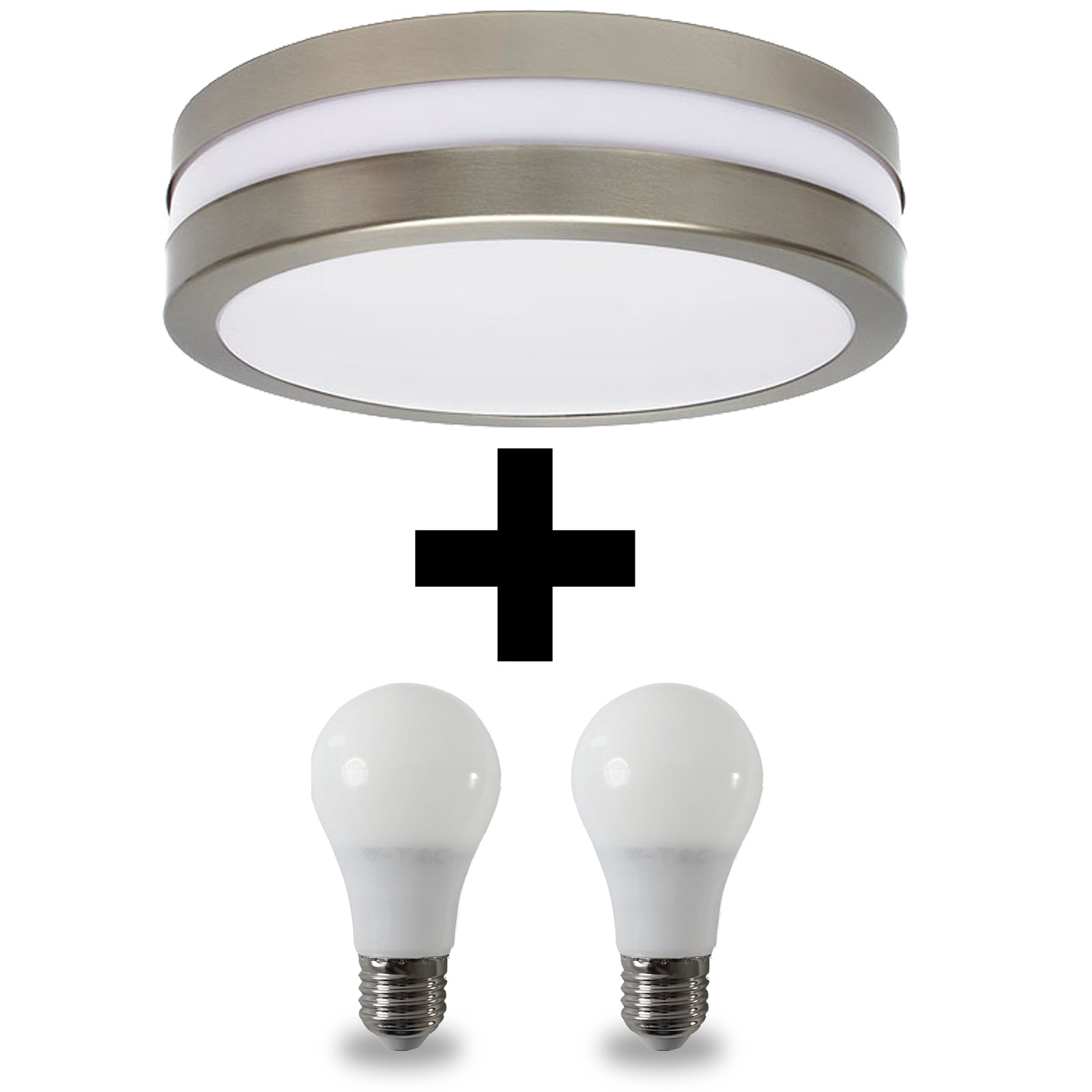 LED IP44 Wandleuchte Deckenleuchte 230V E27 Wandlampe Deckenlampe SAVONA rund inkl. 2x LED