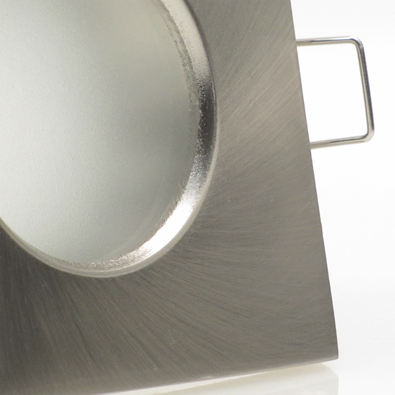 LED Bad Einbaustrahler 230V Aqua Base IP65 mit GU10 7W stufenlos dimmbar - Edelstahl gebürstet eckig