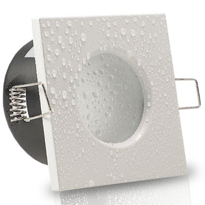 LED Bad Einbaustrahler 12V GU5.3 Aqua Base IP65 Feuchtraum 6W mit Trafo - Weiß eckig