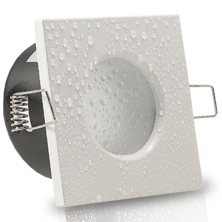 LED Bad Einbaustrahler 12V GU5.3 Aqua Base IP65 Feuchtraum 4W mit Trafo - Weiß eckig