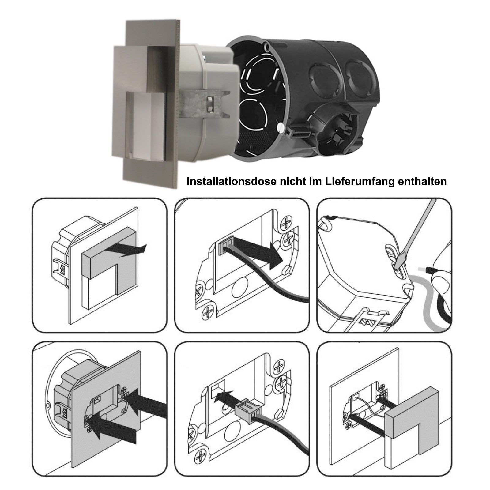 LED 230V Wandeinbauleuchte Stufenleuchten Wandleuchte Edelstahl 1W BELLUNO Montageanleitung