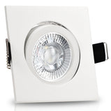 LED Einbaustrahler 230V Bianco mit GU10 7W stufenlos dimmbar - Weiß eckig schwenkbar 