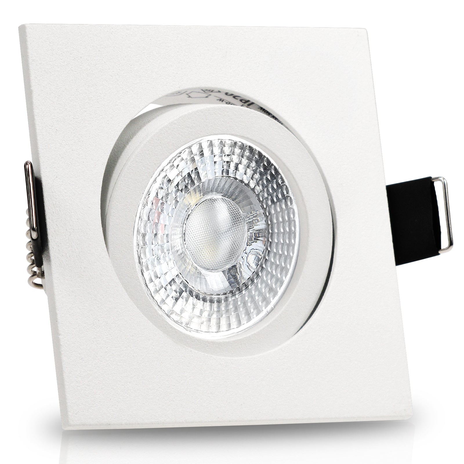 LED Einbaustrahler 230V Bianco extra flach 35 mm 5W dimmbar in 3 Stufen - Weiß eckig
