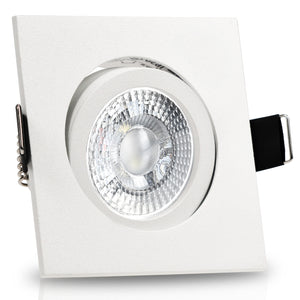 LED Einbaustrahler 230V Bianco extra flach 35 mm 5W dimmbar in 3 Stufen - Weiß eckig