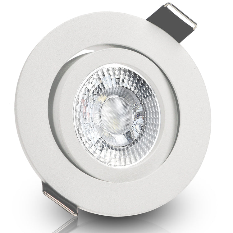 LED Einbaustrahler 230V Bianco mit GU10 7W stufenlos dimmbar - Weiß rund schwenkbar 
