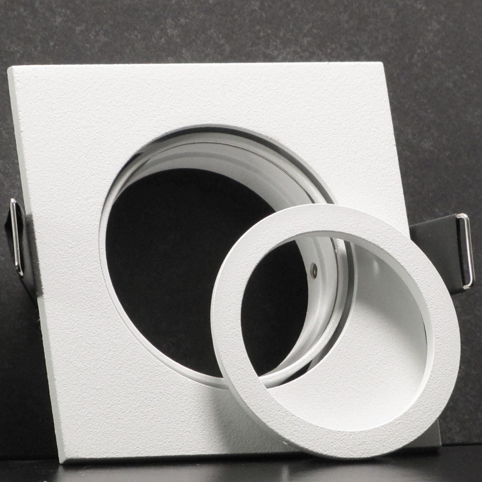 Einbaustrahler für LED Spots GU10 230V und GU5.3 12V- Einbaurahmen Bianco Weiß eckig