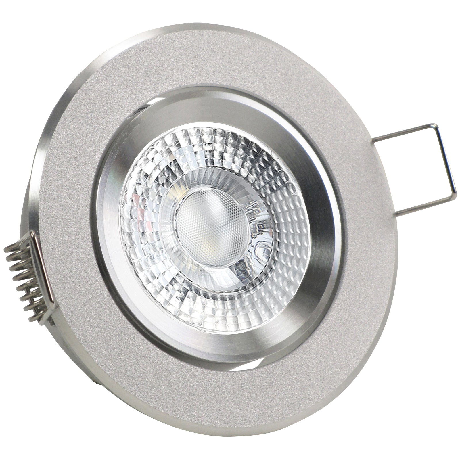 LED Einbaustrahler 230V Binaro mit GU10 7W stufenlos dimmbar - Silber Alu rund schwenkbar 