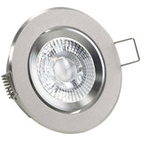 LED Einbaustrahler 230V Binaro extra flach 35 mm 5W dimmbar in 3 Stufen - Alu Silber rund