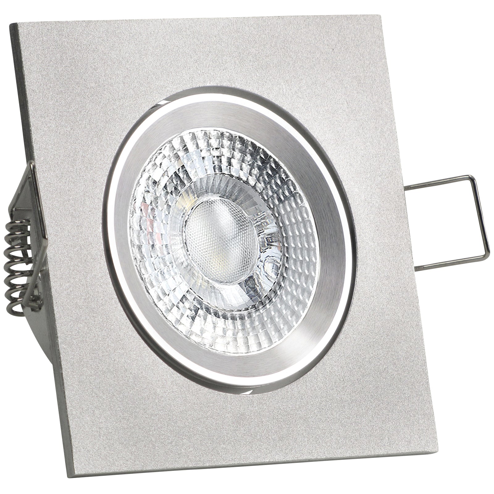LED Einbaustrahler 230V Canto extra flach 35 mm 5W dimmbar in 3 Stufen - Alu Silber eckig