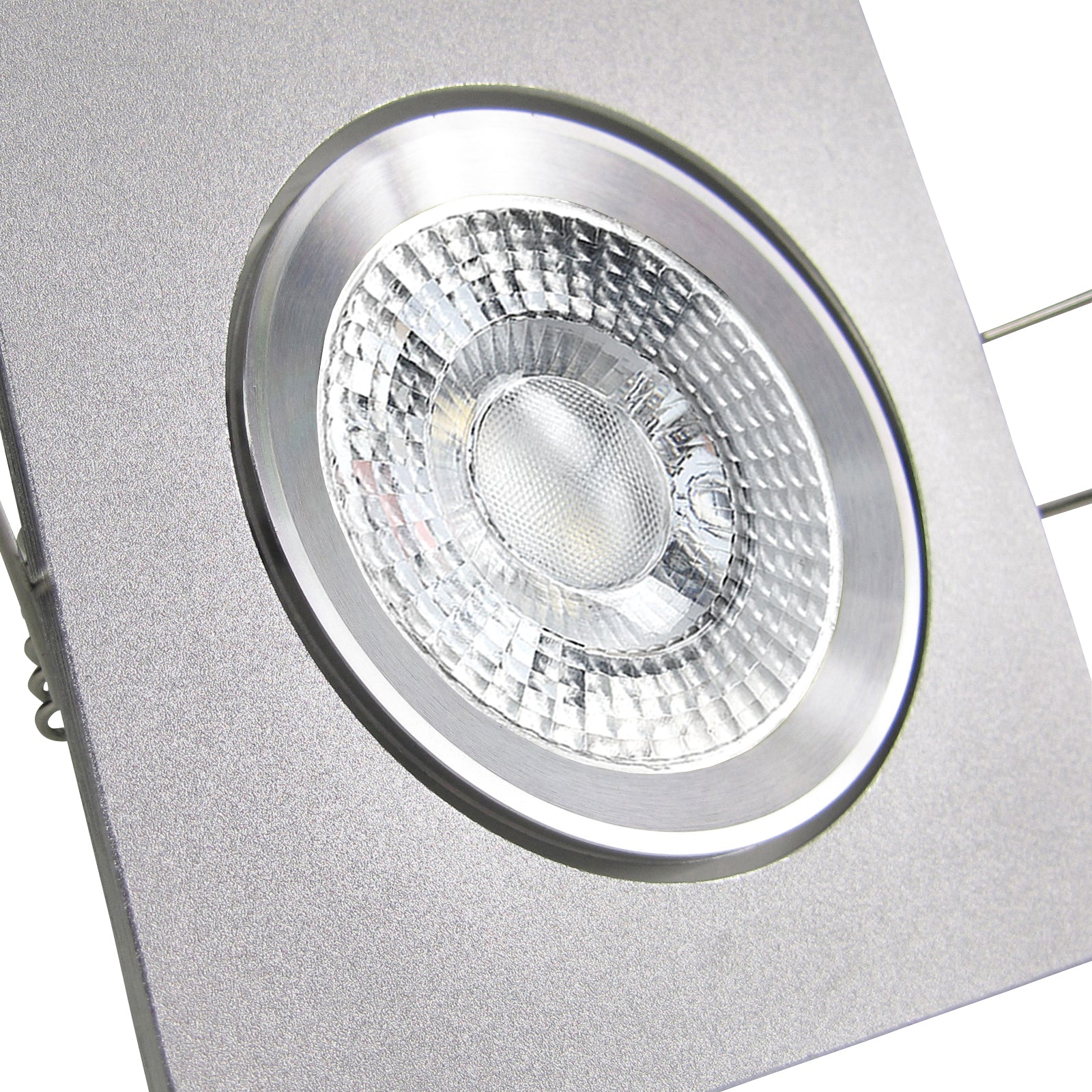 LED Einbaustrahler 230V Canto mit GU10 7W stufenlos dimmbar - Silber Alu eckig schwenkbar 