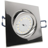 LED Einbaustrahler 230V Carree GU10 5,5W dimmbar in 3 Stufen - Chrom glänzend eckig schwenkbar 
