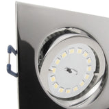 LED Einbaustrahler 230V Carree GU10 5,5W dimmbar in 3 Stufen - Chrom glänzend eckig schwenkbar 