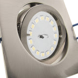 LED Einbaustrahler 230V Carree GU10 5,5W dimmbar in 3 Stufen - Edelstahl gebürstet eckig schwenkbar 