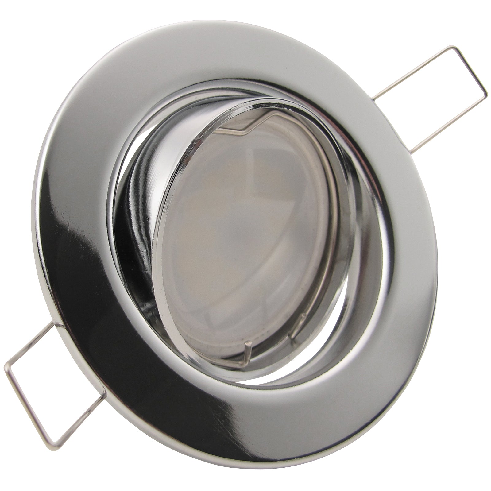 Einbaustrahler für LED Spots GU10 230V und GU5.3 12V- Einbaurahmen Decora Chrom glänzend rund