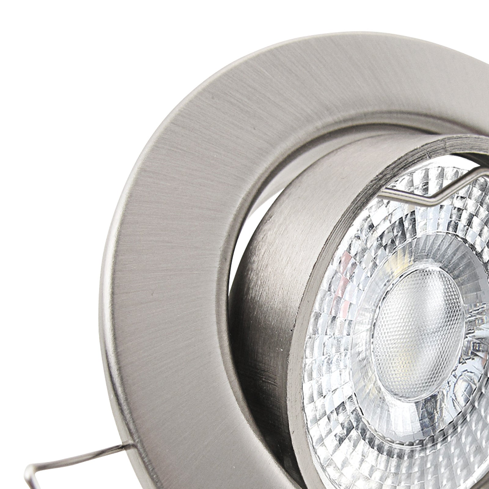 LED Einbaustrahler 230V Decora mit GU10 7W stufenlos dimmbar - Edelstahl gebürstet rund schwenkbar 