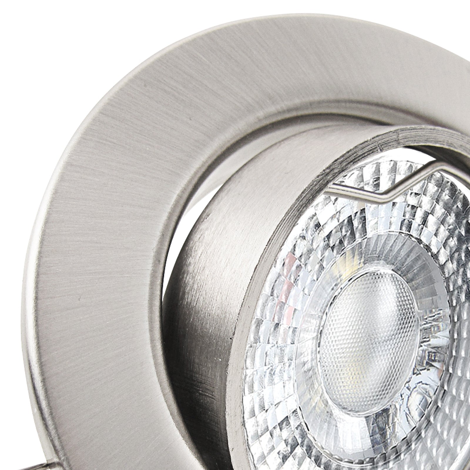 LED Einbaustrahler 230V Decora inkl. GU10 4W Spot - Edelstahl gebürstet, rund, schwenkbar 