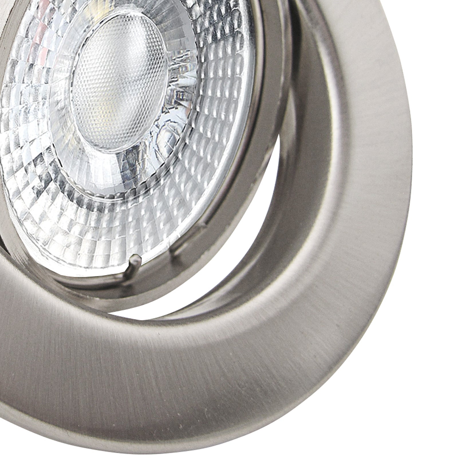 LED Einbaustrahler 230V Decora mit GU10 7W stufenlos dimmbar - Edelstahl gebürstet rund schwenkbar 