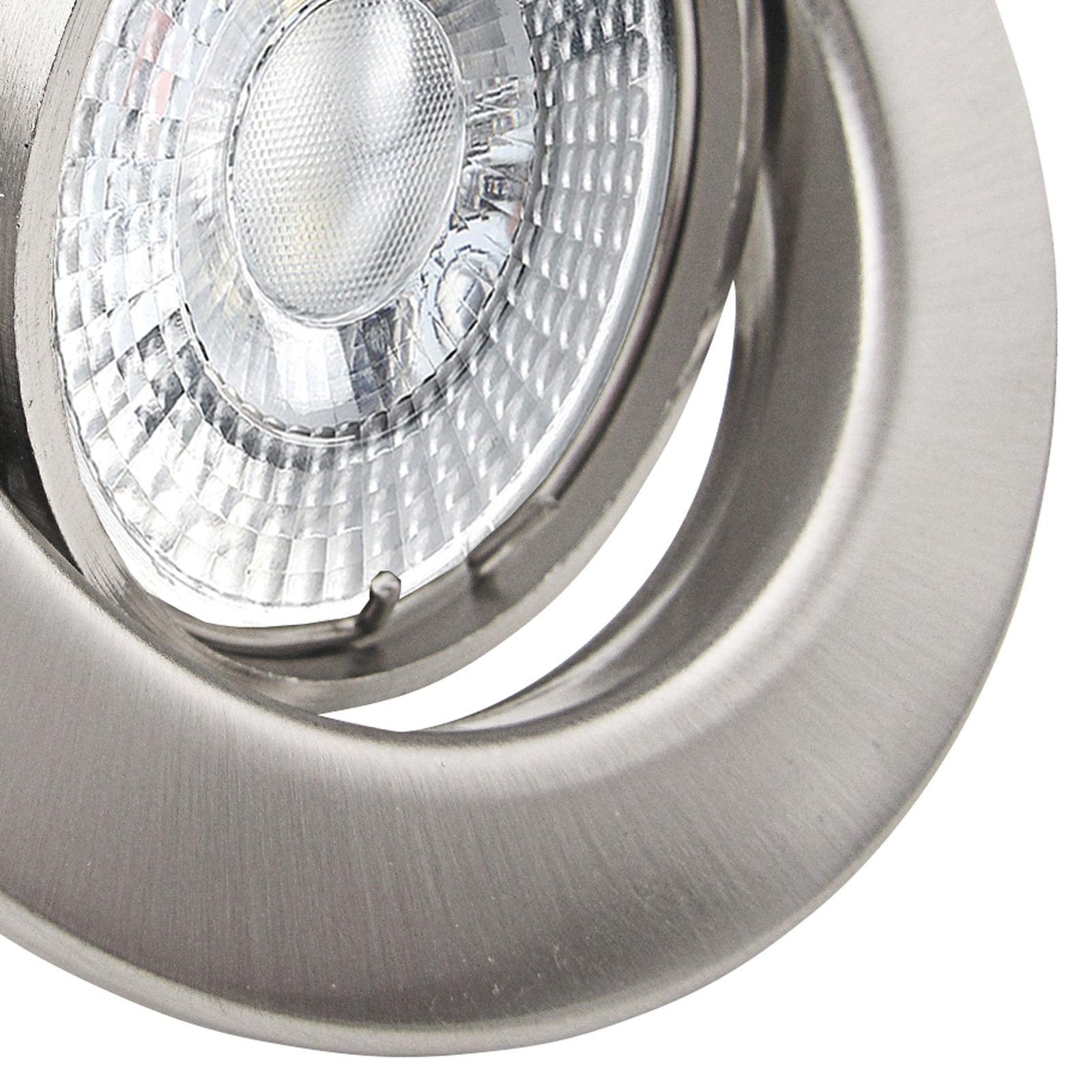 LED Einbaustrahler 230V Decora inkl. GU10 6W Spot - Edelstahl gebürstet, rund, schwenkbar 