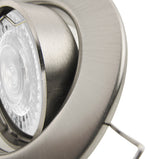 LED Einbaustrahler 230V Decora mit GU10 7W stufenlos dimmbar - Edelstahl gebürstet rund schwenkbar 