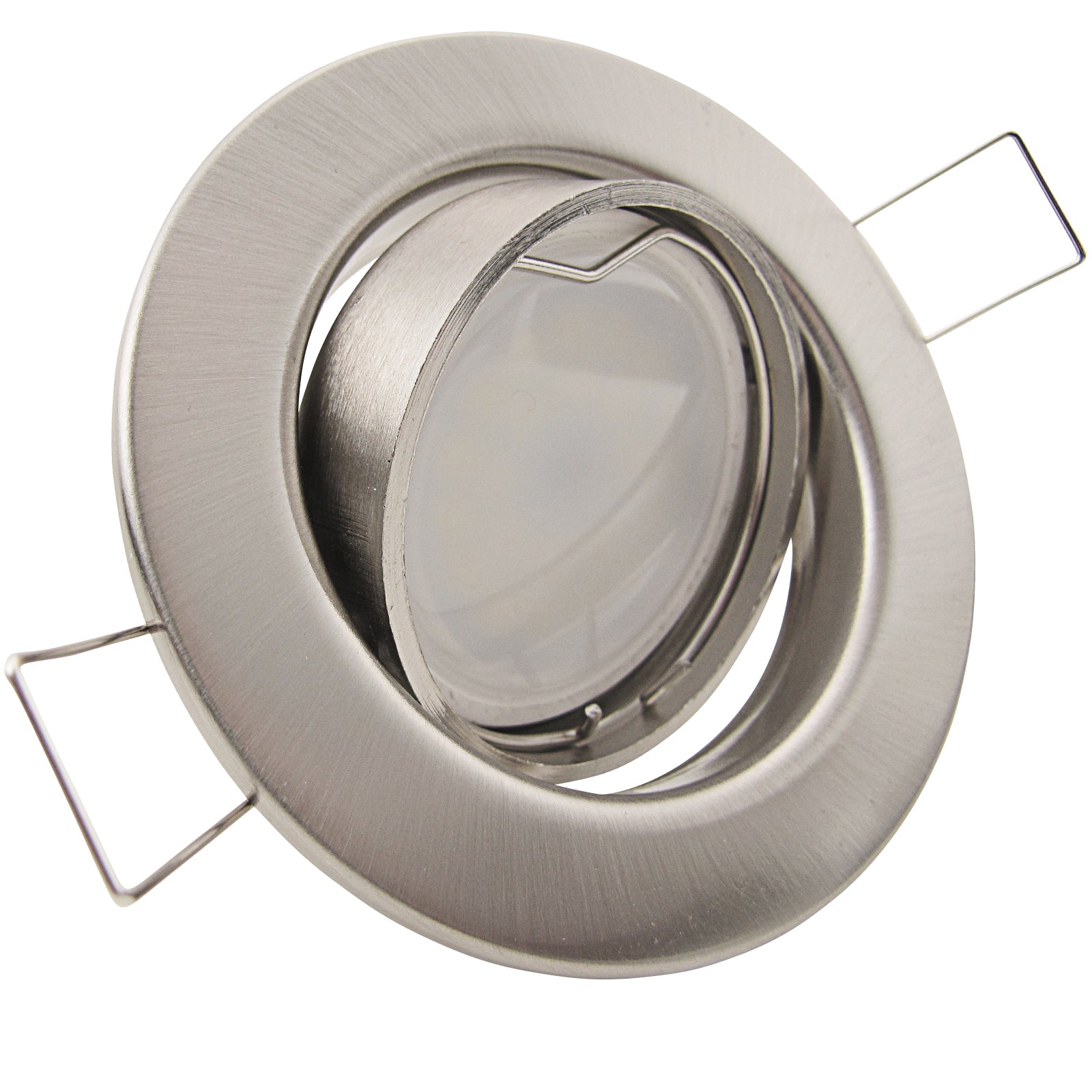 LED Einbaustrahler 230V Decora inkl. GU10 4W Spot - Edelstahl gebürstet, rund, schwenkbar 